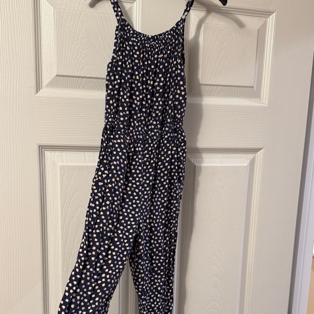 Joe Fresh Navy Jumpsuit with Light Pink Spot Print